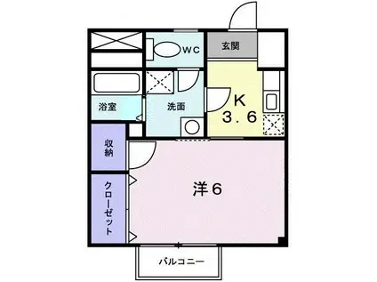 イースト・バード(1K/2階)の間取り写真