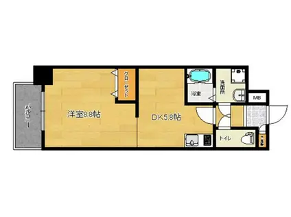 リファレンス浜町(ワンルーム/12階)の間取り写真