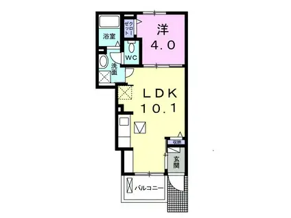 ベルクハウゼ(1LDK/1階)の間取り写真