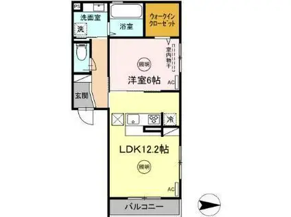 アルデバラン花ヶ島(1LDK/2階)の間取り写真