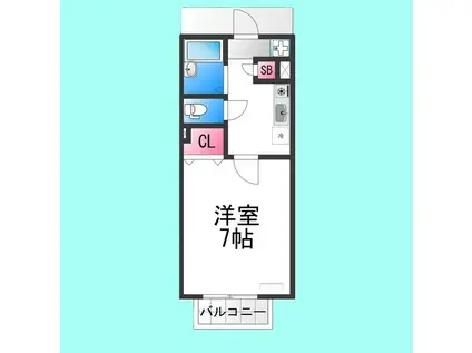 パセオ西之町(1K/2階)の間取り写真