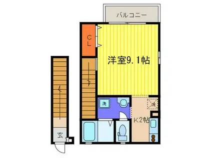 ボワ・ヴィラージュII(1K/2階)の間取り写真