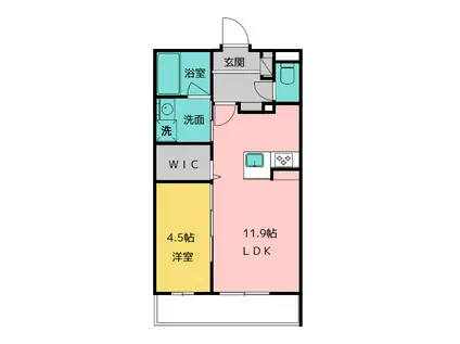 THE 1(1LDK/4階)の間取り写真