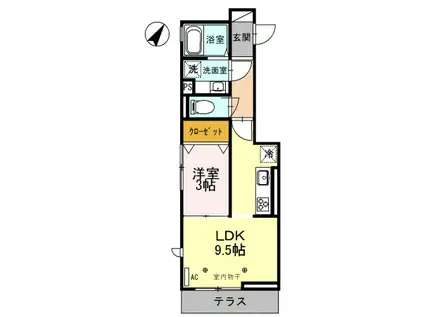 エムズガーデン(1LDK/3階)の間取り写真