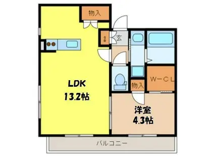マリア クレール 916456(1LDK/1階)の間取り写真
