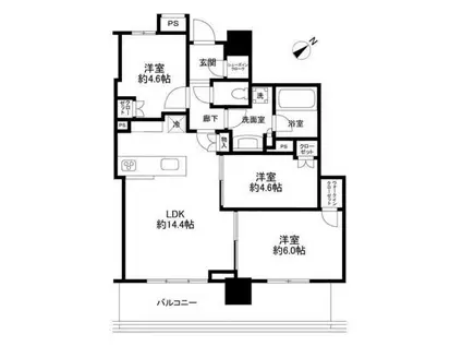 グレーシアタワーズ海老名ウエスト(3LDK/9階)の間取り写真