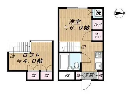 山王ガーデン(ワンルーム/1階)の間取り写真