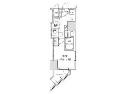 ライジングプレイス亀戸(1K/9階)の間取り写真