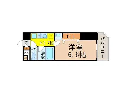 ベレーサ名駅ウエスト(1K/5階)の間取り写真