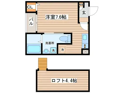 シエル若林(ワンルーム/1階)の間取り写真