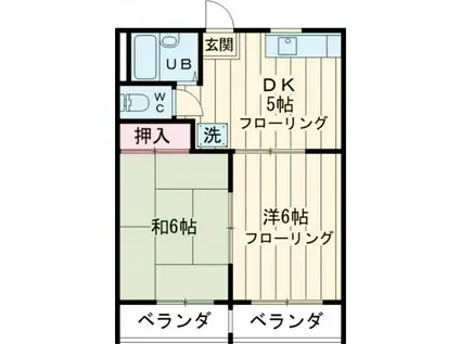 サンライズコーポB(2DK/1階)の間取り写真