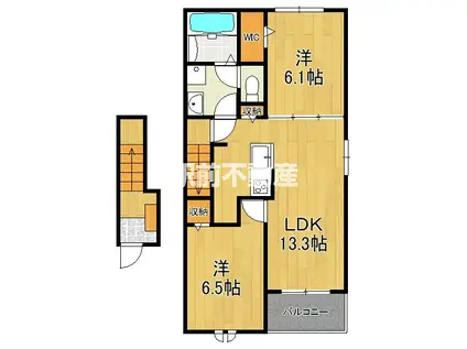 東与賀町下古賀アパート2(2LDK/2階)の間取り写真
