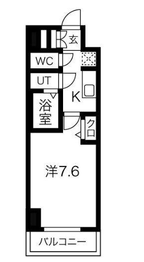 ディアレイシャス尾頭橋(1K/5階)の間取り写真