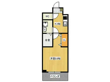 BELLA CASA FELICE(1K/4階)の間取り写真