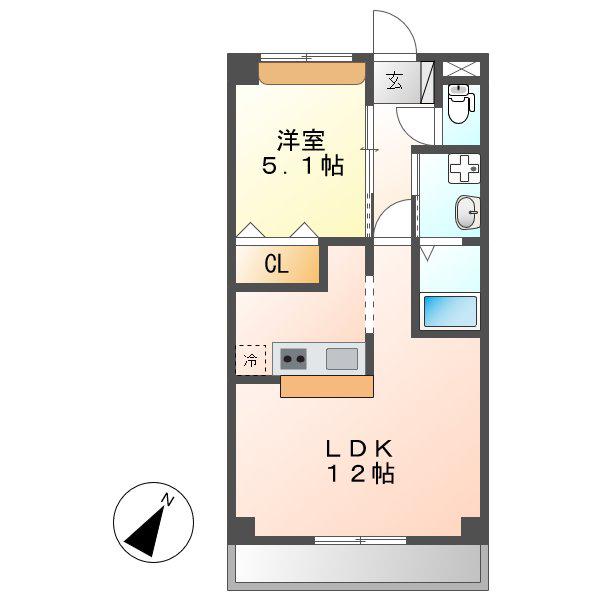 エクシードJIN2(1LDK/3階)の間取り写真