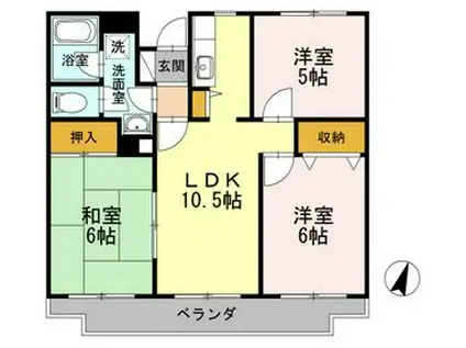 湘南藤沢ユーマンション(3LDK/1階)の間取り写真