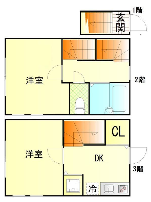 クラシェア中野新橋(2DK/2階)の間取り写真
