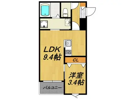 LECOCON北名古屋(1LDK/3階)の間取り写真