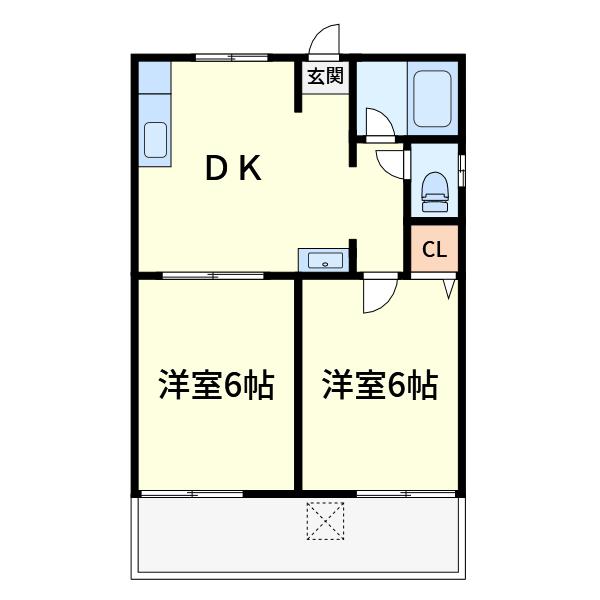 藤原ハイツ(2LDK/1階)の間取り写真