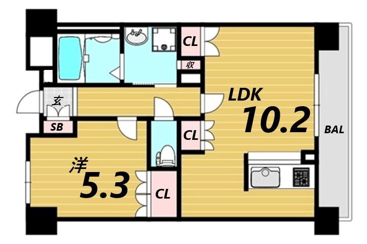 リアライズ呉服町(1LDK/6階)の間取り写真