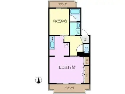 マンション柳(1LDK/3階)の間取り写真
