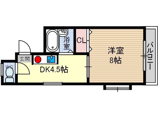 パレス花水木(1DK/3階)の間取り写真