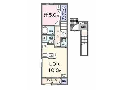 MALEN(1LDK/2階)の間取り写真