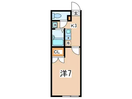 アムール子合際(1K/1階)の間取り写真