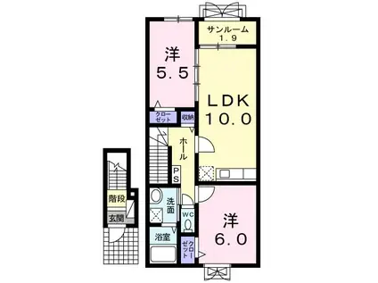 パークサイド II(2LDK/2階)の間取り写真