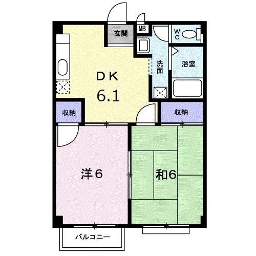 リベルテ吉田(2DK/2階)の間取り写真
