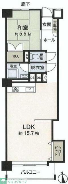 鵠沼フラワーマンション(1LDK/2階)の間取り写真