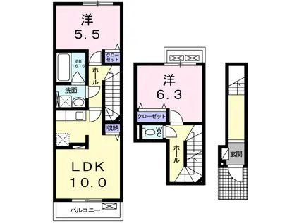 サージェ林I・A(2LDK/2階)の間取り写真