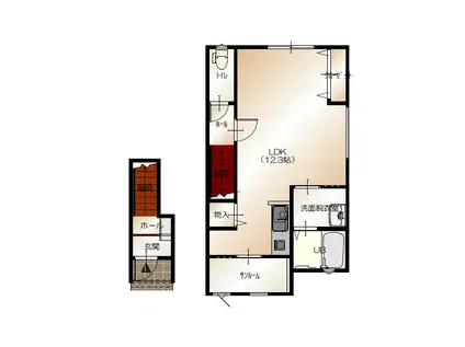 DーBOX大学II(ワンルーム/2階)の間取り写真