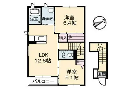 プロスペリーテA棟(2LDK/2階)の間取り写真