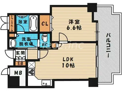 ジーニス大阪ウエスト棟(1LDK/15階)の間取り写真
