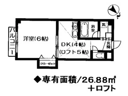 フレンド南荻(1DK/2階)の間取り写真