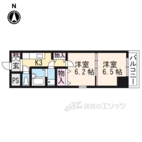 LIESSE浜大津(2K/4階)の間取り写真