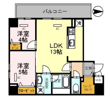 LAVART森之宮(2LDK/4階)の間取り写真