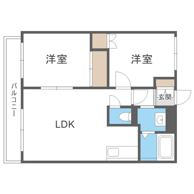 サントピア(2LDK/2階)の間取り写真