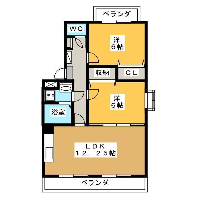 ユーミーグレース(2LDK/2階)の間取り写真