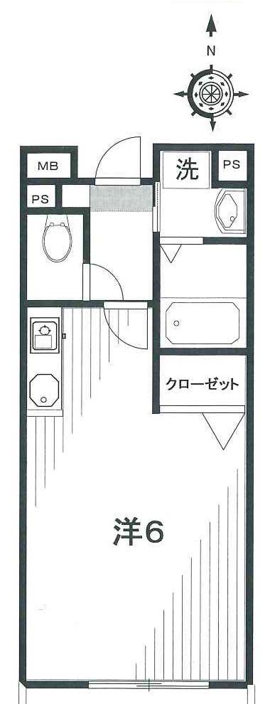 サンライズ(ワンルーム/2階)の間取り写真