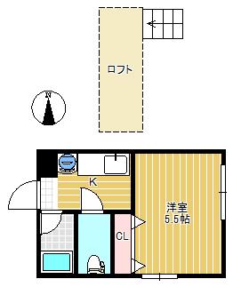 畳屋町ハイツ(1K/2階)の間取り写真