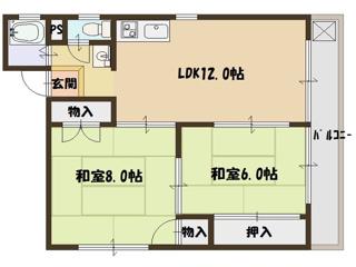 第1美幸ビル(2LDK/2階)の間取り写真