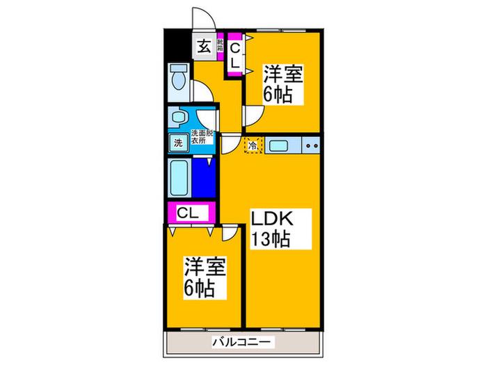 フレールなかもず(2LDK/1階)の間取り写真