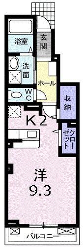 GREEN COURT A(1K/1階)の間取り写真