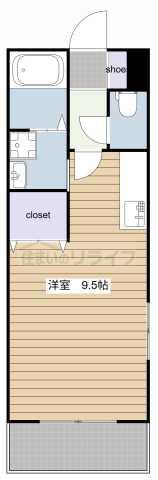 ペルファボーレ(ワンルーム/3階)の間取り写真