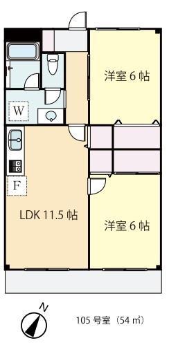 鎌田マンション(2LDK/1階)の間取り写真
