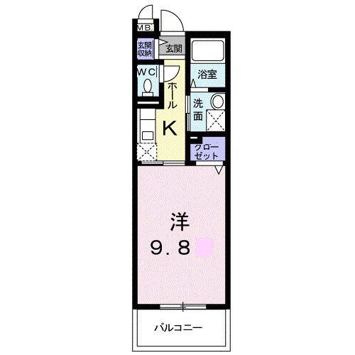 フェアリーヒルズ ヒビキ(1K/1階)の間取り写真