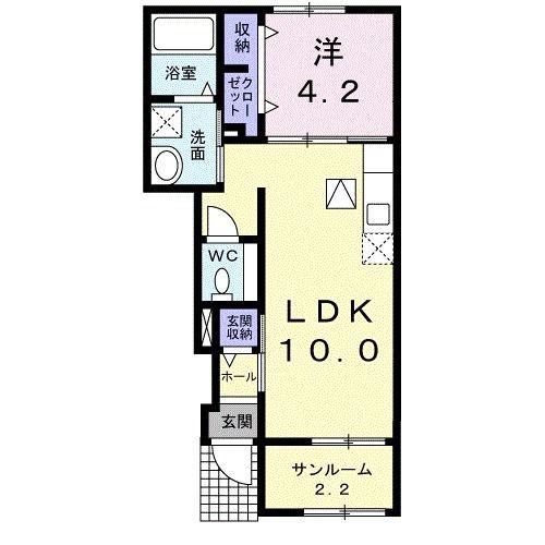 司レジデンス(1LDK/1階)の間取り写真