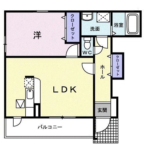 カーサ・イリーデ(1LDK/1階)の間取り写真